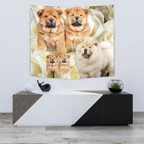 Chow Chow On Yellow Print Tapestry-Free Shipping