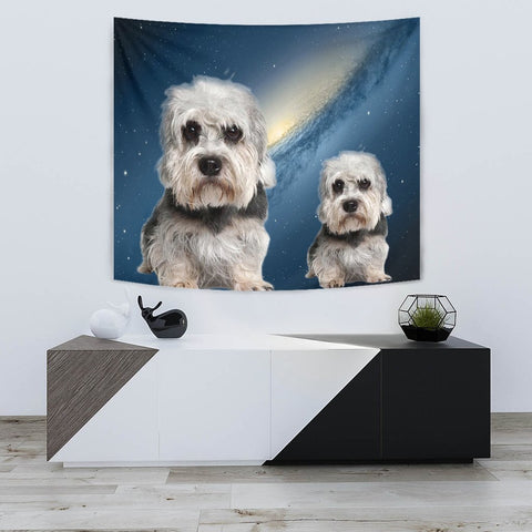 Dandie Dinmont Terrier On Blue Print Tapestry-Free Shipping