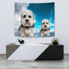 Dandie Dinmont Terrier On Sky Blue Print Tapestry-Free Shipping