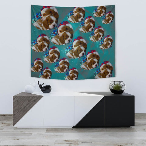 Cavalier King Charles Spaniel Dog On Heart Print Tapestry-Free Shipping