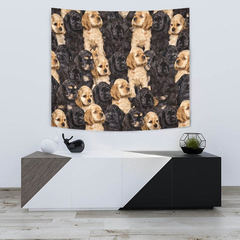 Cocker Spaniel In Lots Print Tapestry-Free Shipping