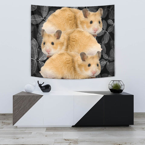 Golden Hamster On Black Print Tapestry-Free Shipping
