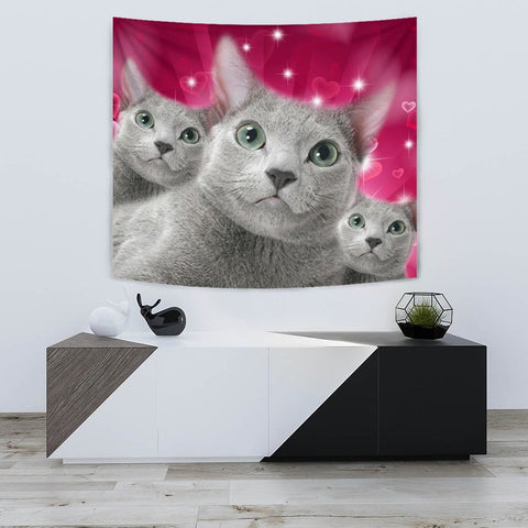 Russian Blue Cat Print Tapestry-Free Shipping