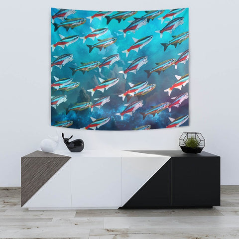 Neon Tetra Fish Print Tapestry-Free Shipping