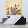 Norwegian Elkhound On Yellow Print Tapestry-Free Shipping