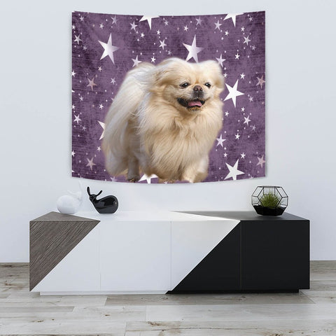 Pekingese Dog On Star Print Tapestry-Free Shipping