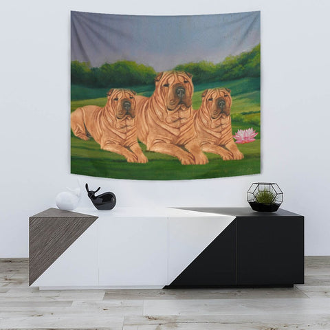 Shar Pei Dog Print Tapestry-Free Shipping