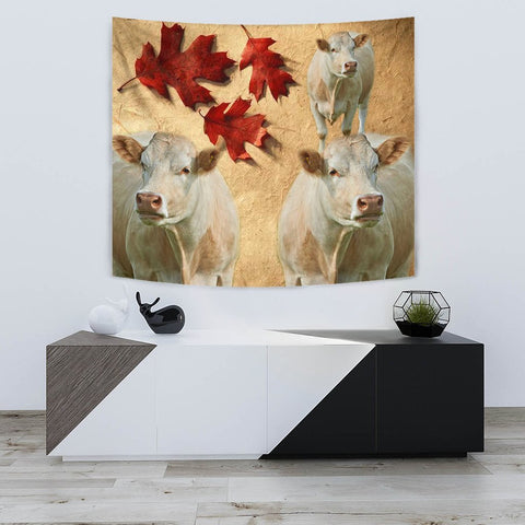 Charolais Cattle (Cow) Print Tapestry-Free Shipping