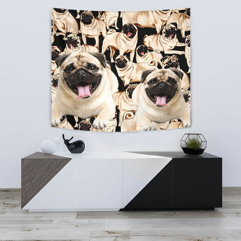 Laughing Pug Dog Print Tapestry-Free Shipping