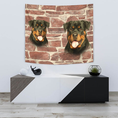 Lovely Rottweiler On Wall Print Tapestry-Free Shipping