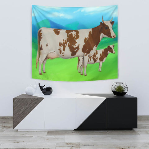 Ayrshire Cattle (Cow) Print Tapestry-Free Shipping