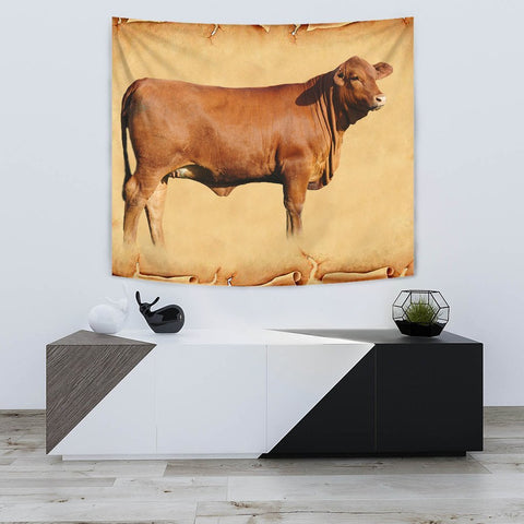 Red Brangus Cattle Print Tapestry-Free Shipping