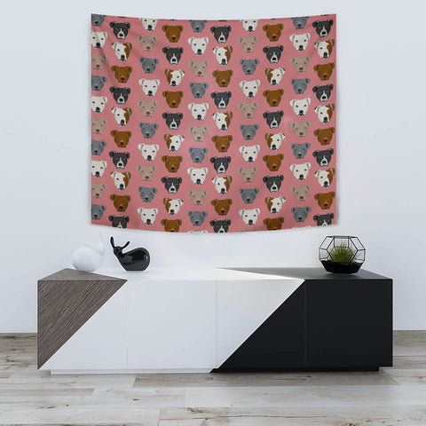 Pit Bull Dog Pattern Print Tapestry-Free Shipping