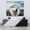 Laughing Siberian Husky Print Tapestry-Free Shipping