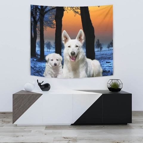 Lovely White Shepherd Dog Print Tapestry-Free Shipping
