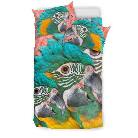 Blue Threaded Macaw Parrot Print Bedding Set-Free Shipping