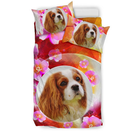 Cute Cavalier King Charles Spaniel Dog Floral Print Bedding Sets-Free Shipping