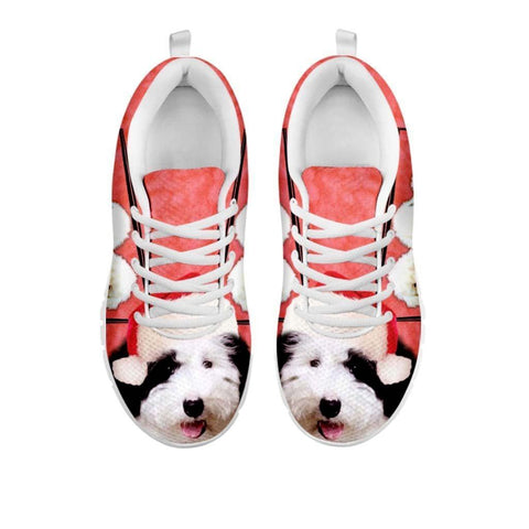 Old English Sheepdog With Santa Cap Running Shoes For Women- Free Shipping-For 24 Hours Only