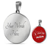 'I Love MY MOM' Red Print Circle Pendant Luxury Necklace-Free Shipping