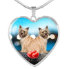 Cairn Terrier Print Heart Pendant Luxury Necklace-Free Shipping
