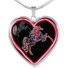 Horse Pink Art Print Heart Charm Necklaces-Free Shipping