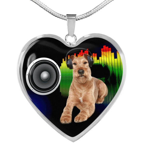 Irish Terrier Dog Print Heart Pendant Luxury Necklace-Free Shipping
