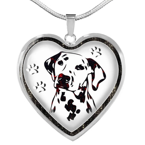 Lovely Dalmatian Dog Print Heart Charm Necklaces-Free Shipping