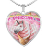 Creamy Unicorn Print Heart Pendant Luxury Necklace-Free Shipping