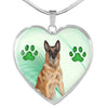 Belgian Malinois Dog Print Heart Pendant Luxury Necklace-Free Shipping