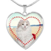 American Curl Print Heart Pendant Luxury Necklace-Free Shipping