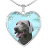 Weimaraner Dog Print Heart Pendant Luxury Necklace-Free Shipping