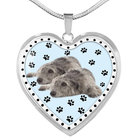 Irish Wolfhound Dog Print Heart Pendant Luxury Necklace-Free Shipping