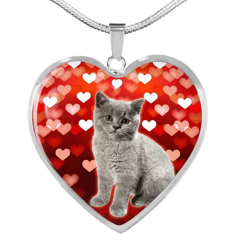 British Shorthair Print Heart Pendant Luxury Necklace-Free Shipping