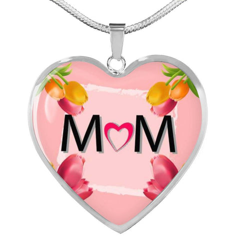 "MOM" Print Heart Pendant Luxury Necklace-Free Shipping