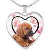 Lovely Bloodhound Print Heart Pendant Luxury Necklace-Free Shipping