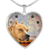 Staffordshire Bull Terrier Print Heart Pendant Luxury Necklace-Free Shipping