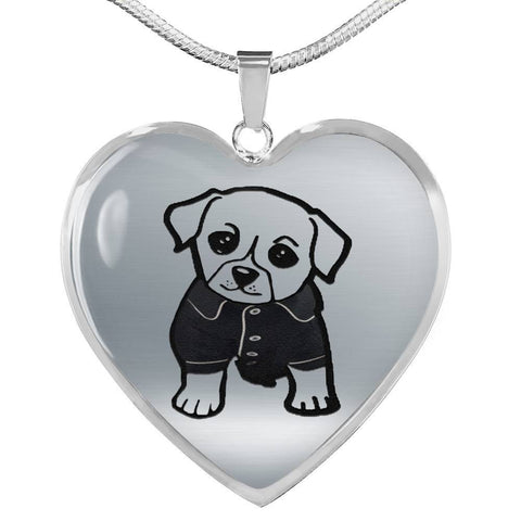 Cute Dog Art Print Heart Pendant Luxury Necklace-Free Shipping