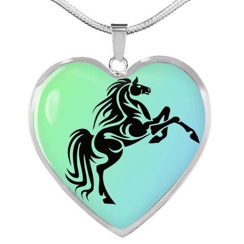 Amazing Horse Vector Print Heart Charm Necklaces-Free Shipping