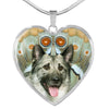 Norwegian Elkhound Dog Print Heart Pendant Luxury Necklace-Free Shipping
