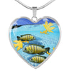 Afra Cichlid Print Heart Charm Necklace-Free Shipping