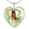 Thoroughbred Horse Art Print Heart Charm Necklaces-Free Shipping