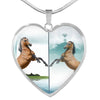Lusitano Horse Print Heart Pendant Luxury Necklace-Free Shipping