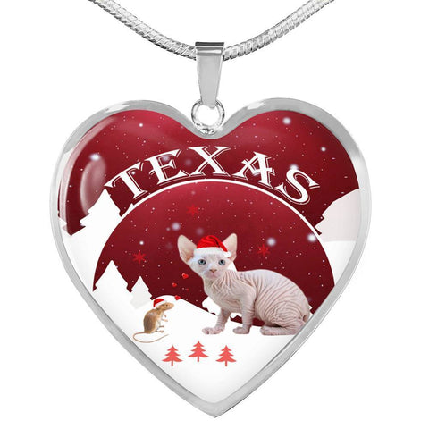 Sphynx Cat Print Heart Pendant Luxury Necklace-Free Shipping