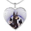 Amazing Doberman Pinscher Print Heart Pendant Luxury Necklace-Free Shipping