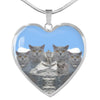 Cute British Shorthair Cat Print Heart Pendant Luxury Necklace-Free Shipping
