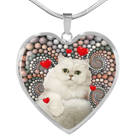 Persian Cat Print Heart Pendant Luxury Necklace-Free Shipping