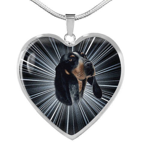 Bluetick Coonhound Dog Print Heart Pendant Luxury Necklace-Free Shipping