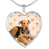 Airedale Terrier Print Luxury Heart Charm Necklace -Free Shipping