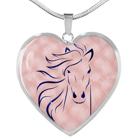 Lovely Horse Art Print Heart Charm Necklaces-Free Shipping