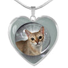 Singapura Cat Print Heart Pendant Luxury Necklace-Free Shipping